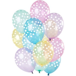 Ramo de 12 Globos Puntos Blancos - Pastel