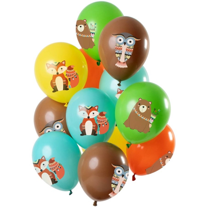 Ramo de 12 Globos Animales del Bosque Multicolor 