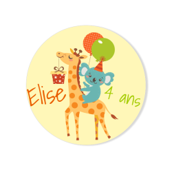Chapa para personalizar - Girafe Happy Birthday. n1