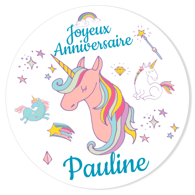 Fotocroc redondo para personalizar - Unicornio Arcoíris Blanco 