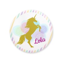 Chapa para personalizar - Unicorn Gold Stripe