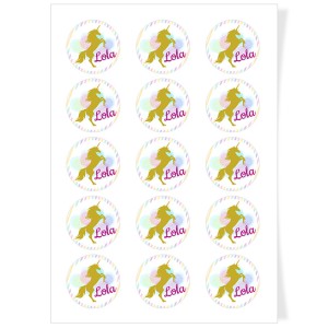 Discos para Cupcakes personalizables - Unicornio dorado