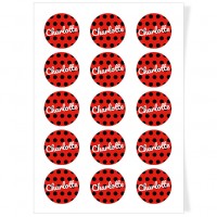 Discos para Cupcakes personalizables - Puntos Negros/Rojos