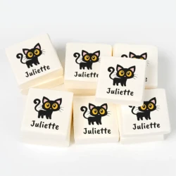 12 malvaviscos de Halloween personalizados - Gato negro. n1