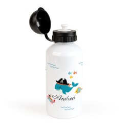 Botella de agua personalizada - Ballena pirata. n1