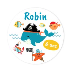 Discos para cupcakes para personalizar - Ballena Pirata. n2