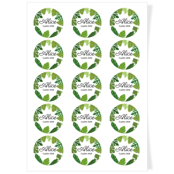 Discos para cupcakes para personalizar - Hojas Tropicales 