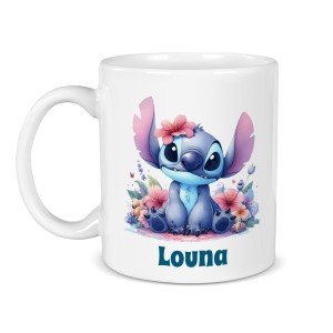 Taza personalizable - Stitch Flowers