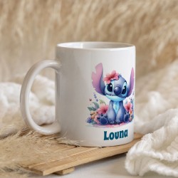 Taza personalizable - Stitch Flowers. n�1