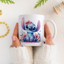 Taza personalizable - Stitch Flowers. n�2
