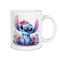 Taza personalizable - Stitch Flowers. n�3
