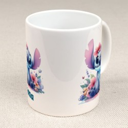 Taza personalizable - Stitch Flowers. n�4