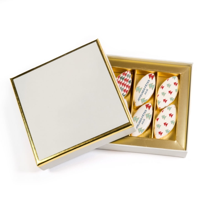 Caja de regalo de 6 Calissons personalizados - �rbol de Navidad 
