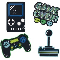 Set de 4 Decoraciones de Pared Gamer Birthday