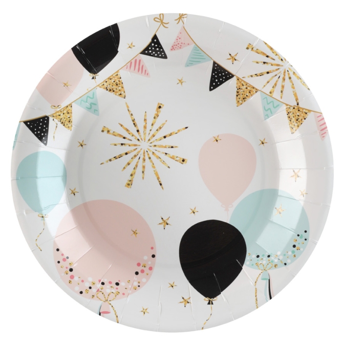Caja de fiesta con purpurina y globos 